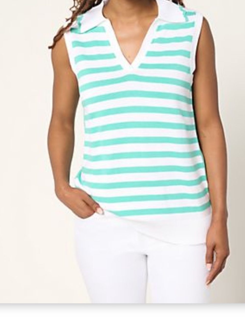 Belle by Kim Gravel Striped
Front Solid Back Sweater Polo
Pool Blue X-Large